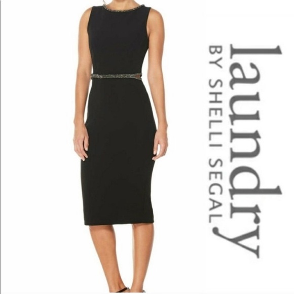 𝅺NWT Laundry embellished Black cutout dress Size M